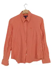 Vorschaubild 1 von Damen Hemdbluse Kariert Orange Langarm Gr. 40 Baumwolle