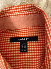 Vorschaubild 5 von Damen Hemdbluse Kariert Orange Langarm Gr. 40 Baumwolle
