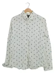 Vorschaubild 1 von Herren Leinenhemd Gr. M Weiß Blumenmuster Casual