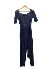 Vorschaubild 1 von Damen Jumpsuit mit Spitze Gr. 34/XS Blau Elegant
