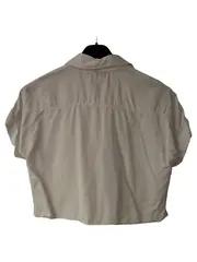 Vorschaubild 3 von Hemdbluse Damen Gr. 36/S Weiß Baumwolle Casual Kurzarm