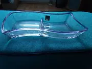 Vorschaubild 3 von Glasschale Servierschale 2-geteilt Transparent Lila Rand 24cm