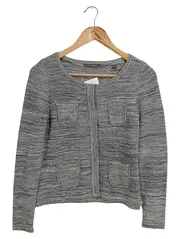 Vorschaubild 1 von Damen Strickjacke Gr. 36/S Grau Klassisch Elegant Baumwolle