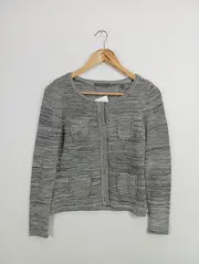 Vorschaubild 2 von Damen Strickjacke Gr. 36/S Grau Klassisch Elegant Baumwolle