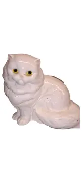 Vorschaubild 1 von Porzellanfigur Perserkatze sitzend weiß Dekoration 13cm