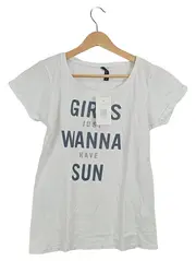 Vorschaubild 1 von BENETTON Damen T-Shirt Weiß Gr. 36 S Schriftzug Girls Just Wanna Have Sun Casual