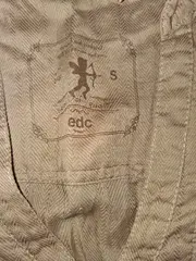 Vorschaubild 3 von EDC Bluse 3/4-Arm Fischgrätenmuster Beige Baumwolle Gr. 36/S