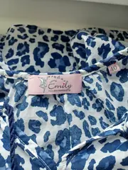 Vorschaubild 4 von Damen Langarmshirt Gr. 40 Leopard Muster Casual Blau Weiß