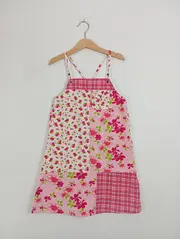 Vorschaubild 2 von Sommerkleid Mädchen Gr. 132/134 Patchwork Blumen Baumwolle Rosa Bunt