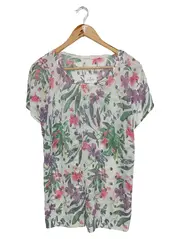 Vorschaubild 1 von Damen T-Shirt Blumenmuster Weiß Einheitsgröße Casual Feminin