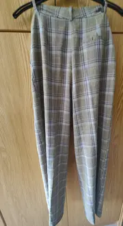 Vorschaubild 4 von Damen Stoffhose Kariert Beige Gr. S Business Falten L32