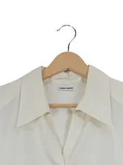 Vorschaubild 2 von Damen Hemdbluse Gr. 44/XXL Weiß Klassisch Kurzarm Polyester