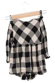 Vorschaubild 2 von Kinder Einteiler Gr. 92 Schwarz Kariert Baby Strampler Overall