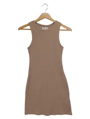 Vorschaubild 1 von Freizeitkleid Damen 32/XXS Braun Rippstrick Minikleid Casual