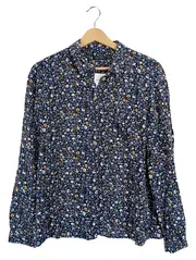 Vorschaubild 1 von Damen Bluse Gr. 40/L Blau mit Blumenmuster Casual