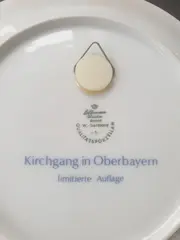 Vorschaubild 3 von Weihnachtsteller 1981 Kirchgang Oberbayern Porzellan Blau 20cm