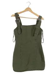 Vorschaubild 1 von Damen Latzkleid Freizeitkleid Gr. S Oliv Casual mit Schnallen
