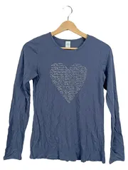 Vorschaubild 1 von Langarmshirt Kinder Blau Gr. 164 Herz-Print Baumwolle Modal