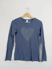 Vorschaubild 2 von Langarmshirt Kinder Blau Gr. 164 Herz-Print Baumwolle Modal
