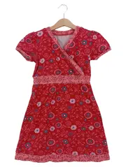 Vorschaubild 1 von Mädchen Sommerkleid Gr. 128/134 Rot Blumenmuster Baumwolle