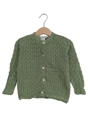 Vorschaubild 1 von Strickjacke Mädchen Gr. 104 Grün Lochmuster Bio-Baumwolle