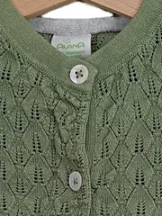 Vorschaubild 3 von Strickjacke Mädchen Gr. 104 Grün Lochmuster Bio-Baumwolle