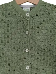 Vorschaubild 2 von Strickjacke Mädchen Gr. 104 Grün Lochmuster Bio-Baumwolle