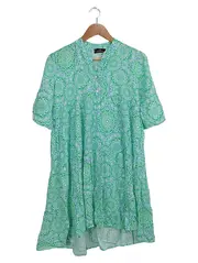 Vorschaubild 1 von Damen Freizeitkleid Gr. 40/L Grün Casual Florales Muster