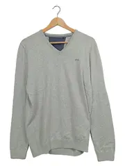 Vorschaubild 1 von Herren Pullover V-Ausschnitt Grau Gr. M Casual Baumwolle