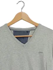 Vorschaubild 3 von Herren Pullover V-Ausschnitt Grau Gr. M Casual Baumwolle