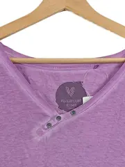 Vorschaubild 2 von Damen T-Shirt Lila Gr. 44/XXL Casual Baumwolle V-Ausschnitt