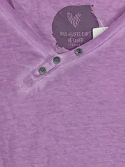 Vorschaubild 3 von Damen T-Shirt Lila Gr. 44/XXL Casual Baumwolle V-Ausschnitt