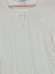 Vorschaubild 2 von Damen Bluse Gr. 36 Weiß Viskose Langarm Tunika Feminin