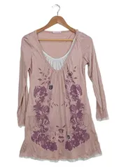 Vorschaubild 1 von Porta Fortuna Tunikakleid Damen S/M Rosa Blumen Strass Langarm