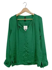 Vorschaubild 1 von Damen Bluse Gr. 38 Grün Modern Langarm Polyester