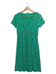 Vorschaubild 1 von Midikleid Blumenmuster Viskose Sommerkleid Gr. 38 M Grün