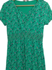 Vorschaubild 2 von Midikleid Blumenmuster Viskose Sommerkleid Gr. 38 M Grün