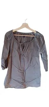 Vorschaubild 1 von Damen Bluse 3/4 Arm Raffungen Grau Baumwolle Gr. 38 M