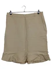 Vorschaubild 2 von Damen Leinenrock Faltenrock Beige Gr. 42/XL Volant