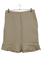 Vorschaubild 1 von Damen Leinenrock Faltenrock Beige Gr. 42/XL Volant