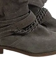 Vorschaubild 3 von Damen Stiefelette Wildleder Grau Gr. 39 Casual Slip-On Lederdetails