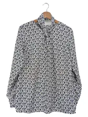 Vorschaubild 1 von Bluse Damen 38/M Weiß Abstrakt Muster Elegant Schleife