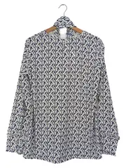 Vorschaubild 2 von Bluse Damen 38/M Weiß Abstrakt Muster Elegant Schleife