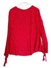 Vorschaubild 2 von Bluse Damen Gr. 40 Rot Grafisch Casual Langarm Viskose
