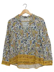 Vorschaubild 1 von Bluse Damen 34 XS Paisley Muster Hemdbluse Boho Mehrfarbig Langarm