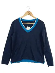 Vorschaubild 1 von Pullover Damen Gr. 36/S Blau Klassisch Preppy Casual V-Ausschnitt