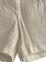 Vorschaubild 2 von Damen Leinen Shorts Gr. 38 Weiß Casual Uni Knopf Freizeit