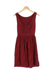 Vorschaubild 1 von Spitzenkleid Damen Gr. 36/S Rot Elegant Casual Vintage Midikleid