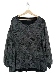 Vorschaubild 1 von Damen Langarmshirt Gr. 46/3XL Grau Abstraktes Muster Casual