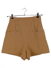 Vorschaubild 1 von Trafaluc Damen Shorts High Waist Goldknöpfe Beige Gr. S/36